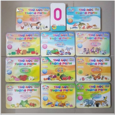 Bộ thẻ học thông minh Flashcard loại thẻ to ( 12 chủ đề)