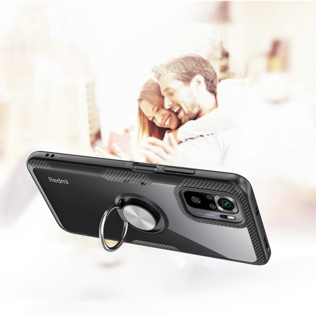 Ốp lưng Redmi Note 10 / Note 10s chống sốc giá đỡ nhẫn Iring lưng trong viền màu cao cấp