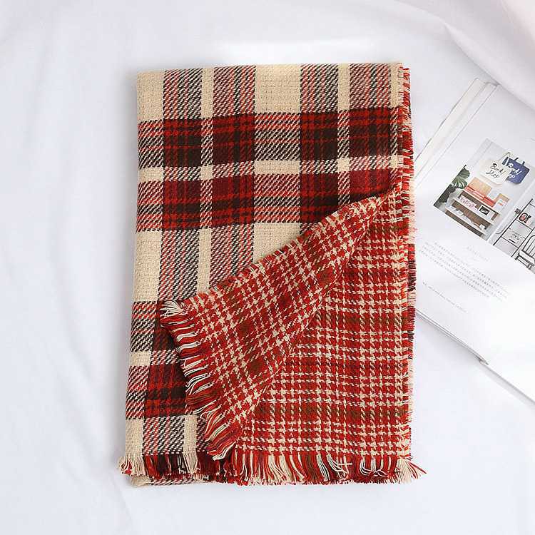 [Mã WAJAN27 hoàn 15% xu đơn 300k] Khăn quàng cổ vintage hoạ tiết hai mặt kẻ vuông phong cách Hàn | BigBuy360 - bigbuy360.vn