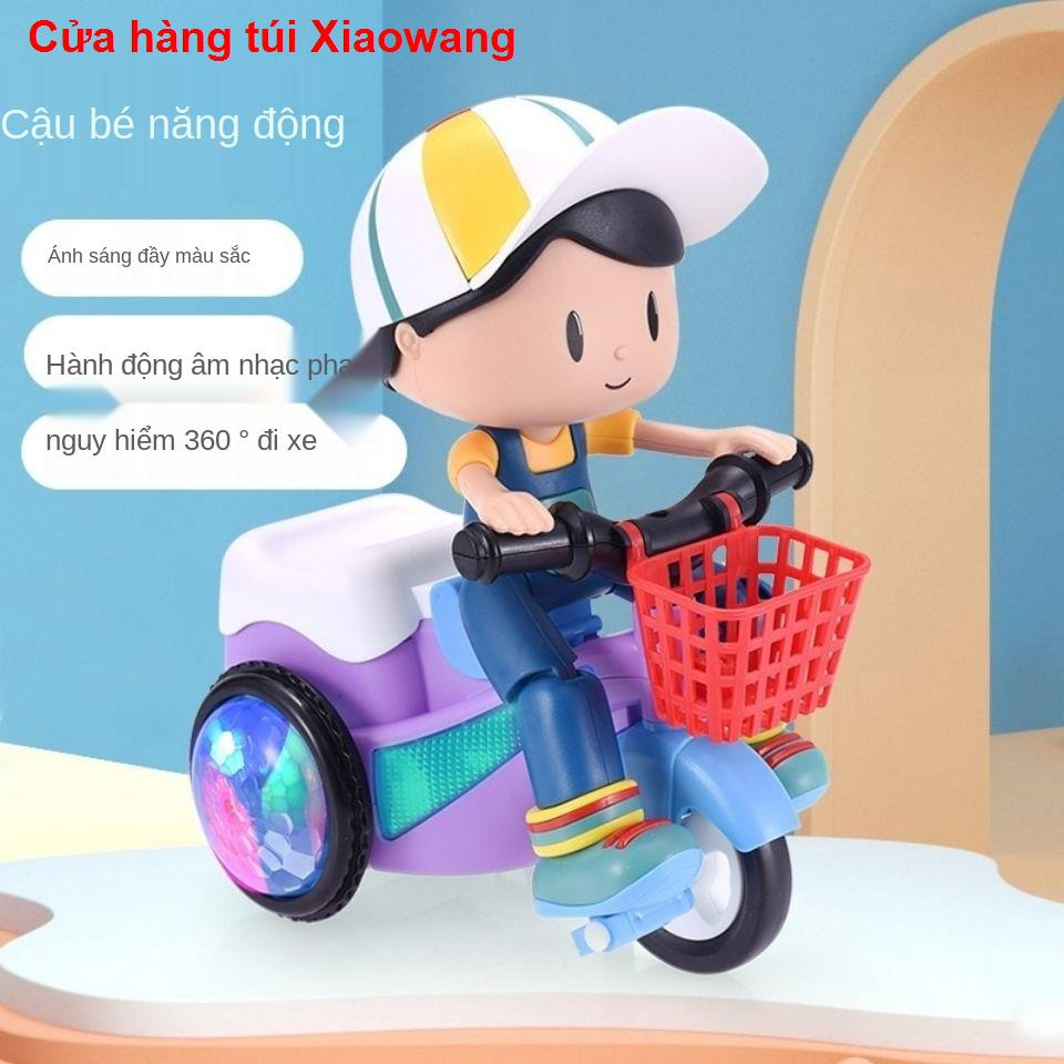 Xe đạp điện trẻ em ba bánh dành cho bé trai và gái cùng loại, có thể sạc lại, đồ chơi âm nhạc xoay đa năng ánh11