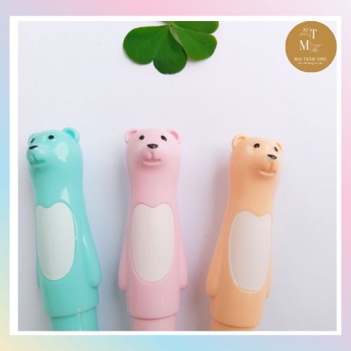 Bút Lê-ta mã gấu 001, ngòi kín êm trơn, nét nhỏ xinh xắn, kiểu dễ thương