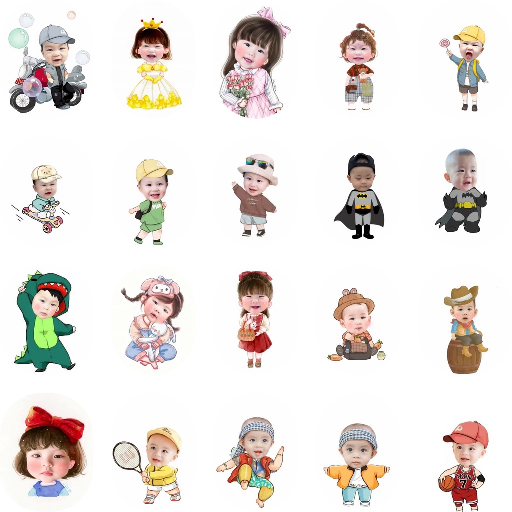 Chibi Sinh Nhật Bé Trai, Bé Gái - Chèn Hình Chibi Bé Trang Trí Sinh Nhật Thôi Nôi Siêu Hot 2023