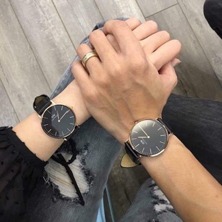 Đồng hồ nam nữ mặt tròn dây da WD
