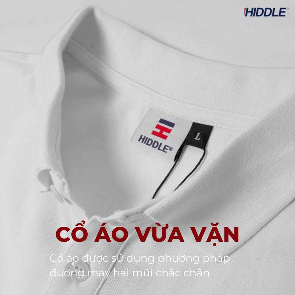 Áo polo nam đẹp hàng hiệu đen trắng chính hãng HIDDLE vải cotton cá sấu cao cấp thêu logo | H01-T1