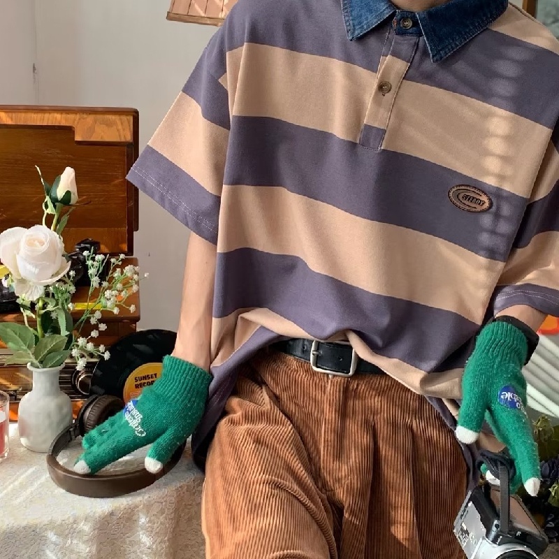 Áo Thun polo Tay Ngắn Dáng Rộng Thoáng Khí Thời Trang Mùa Hè Phong Cách Hàn Quốc Cho Nam