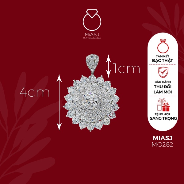 Mặt dây chuyền nữ Bạc Ý S925 MiASJ mặt xoàng nhiều kiểu đính đá Cz sáng đẹp cao cấp M7