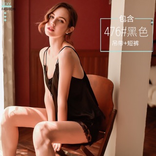 đồ bộ ngủ sexy satin lụa phối ren