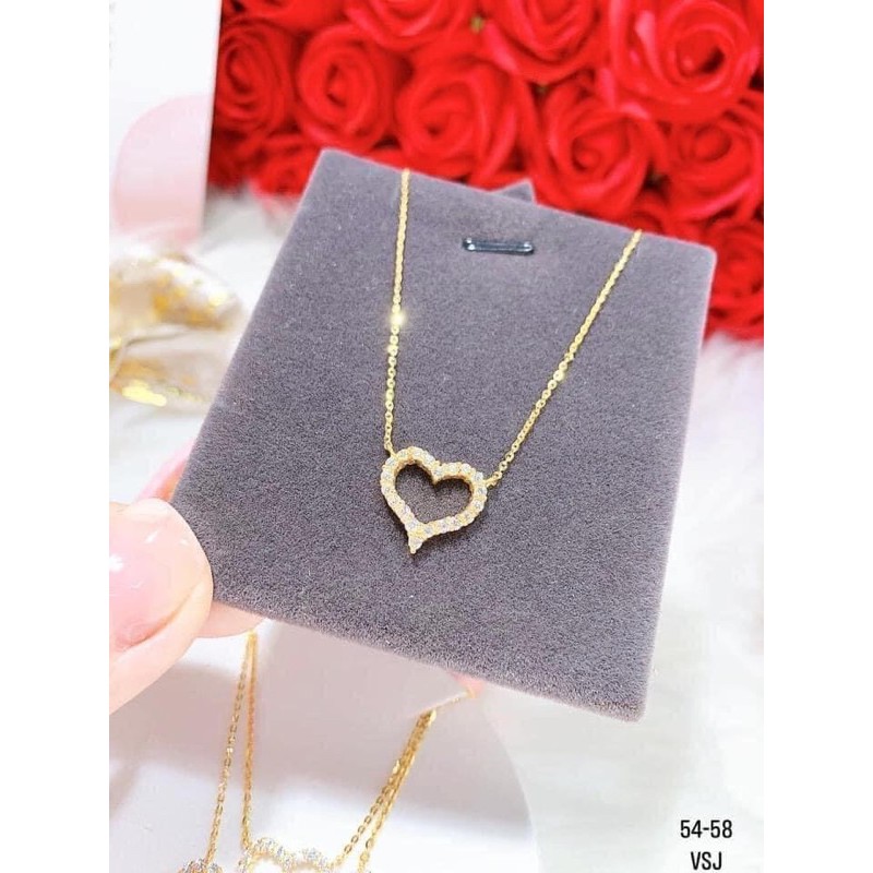 Dây chuyền tim hở liền mặt vàng 10kara