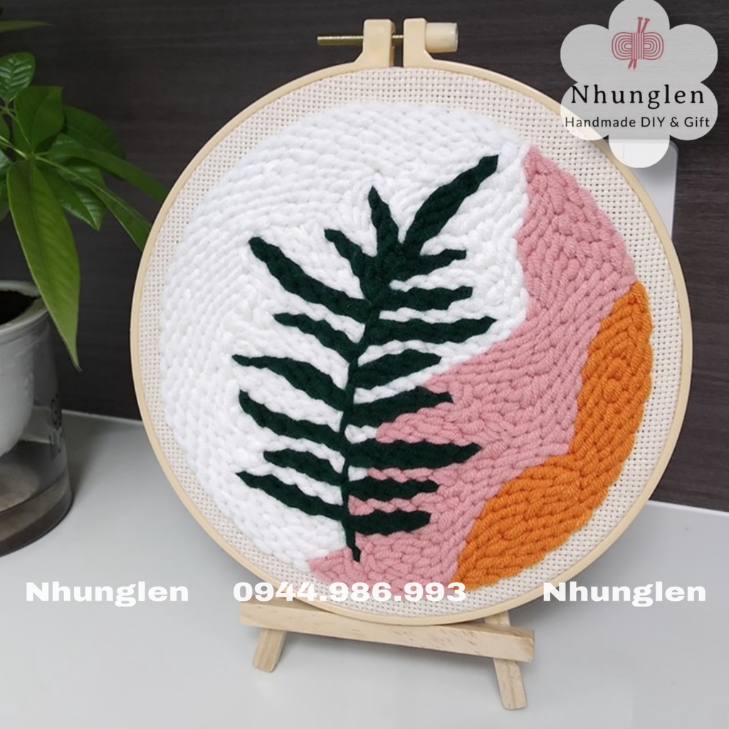 DIY Bộ Thêu Len Xù Lá Cây Decor - Punch Needle Decor - Qùa Tặng Handmade Ý Nghĩa