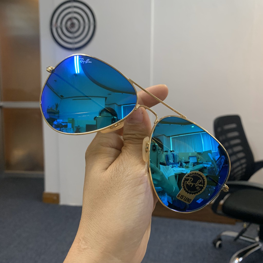 Kính nam Rayban xanh biển tráng gương | BigBuy360 - bigbuy360.vn
