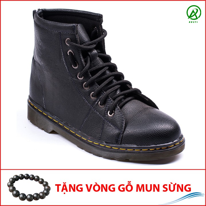 Giày Boot Nam Cao Cổ Màu Đen Đế Khâu Cực Chắc Chắn Và Phong Cách - M89- Kèm Gỗ Mun sừng