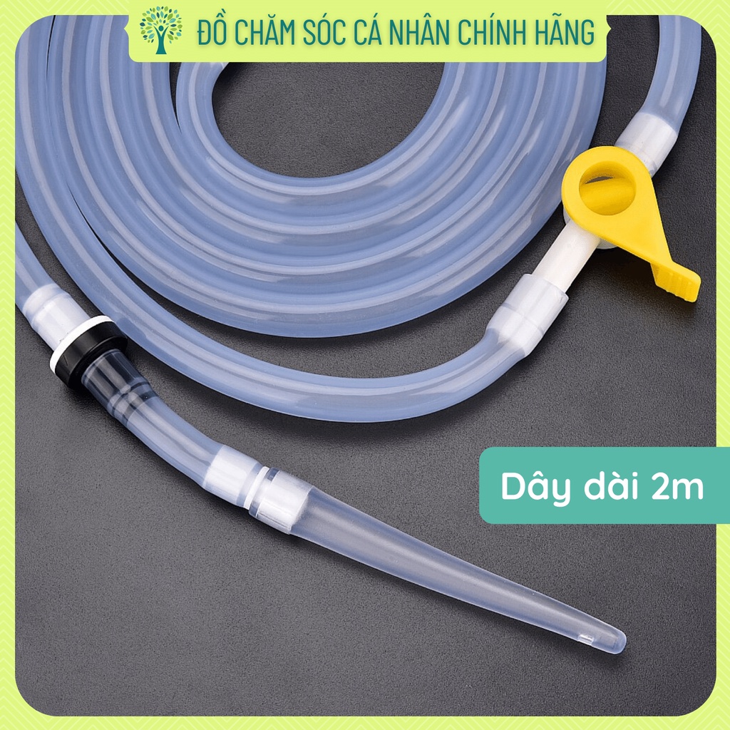 Bộ dây truyền và đầu truyền silicone enema thụt tháo đại tràng thải độc cà phê 2m