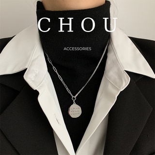 Dây chuyền titan, vòng cổ titan chữ mặt tròn | chou accessories |