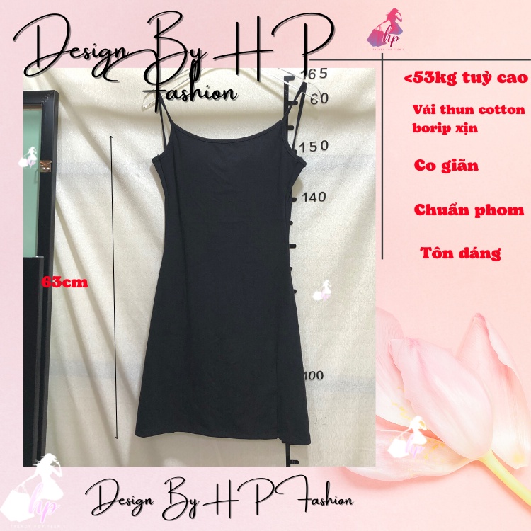 Váy 2 dây hở lưng, đầm dáng ngắn xẻ tà body dáng xoè màu đen dự tiệc sang chảnh hàn quốc có mút ngực VD109