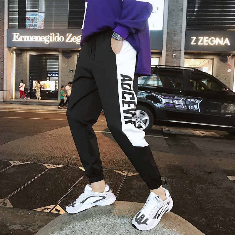 Quần thể thao Quần ngố nam, phong cách hip hop, phong cách Hàn Quốc, kiểu dáng rộng rãi, phù hợp cho mùa thu, HÀNG XỊN