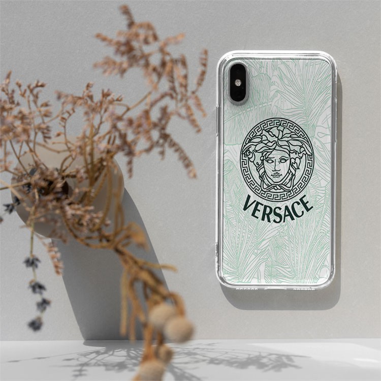 Ốp Lưng  sang chảnh ốp IP in logo versace nền hình lá cực sang dành cho Iphone 6 đến 12 promax BRD20210184