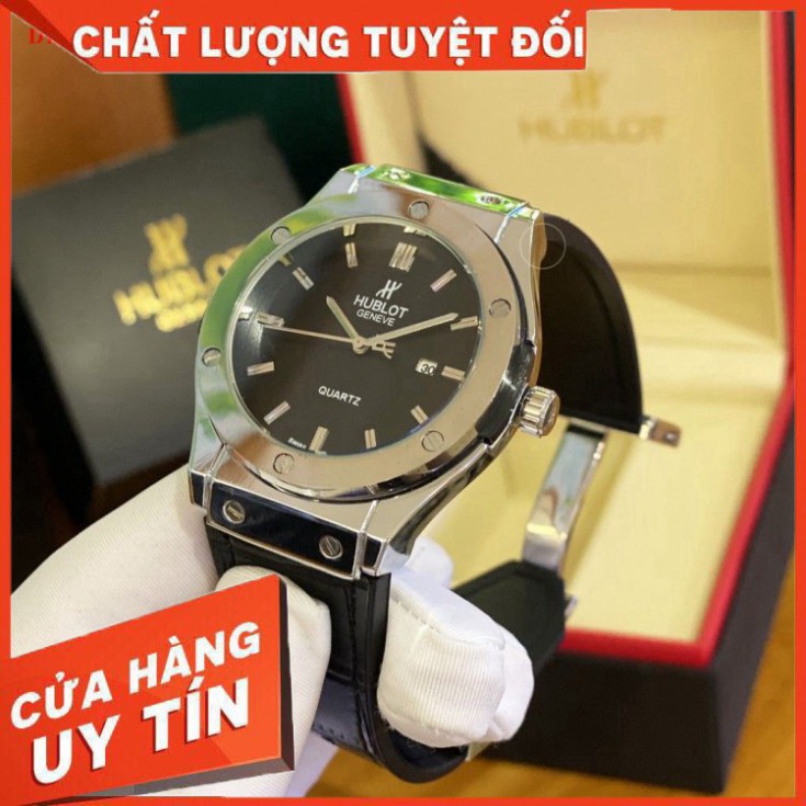 (Hublot.viền trơn ) Đồng hồ nam Hublot đẳng cấp thời trang - Mặt 42mm Dây da - Bảo hành 12 tháng