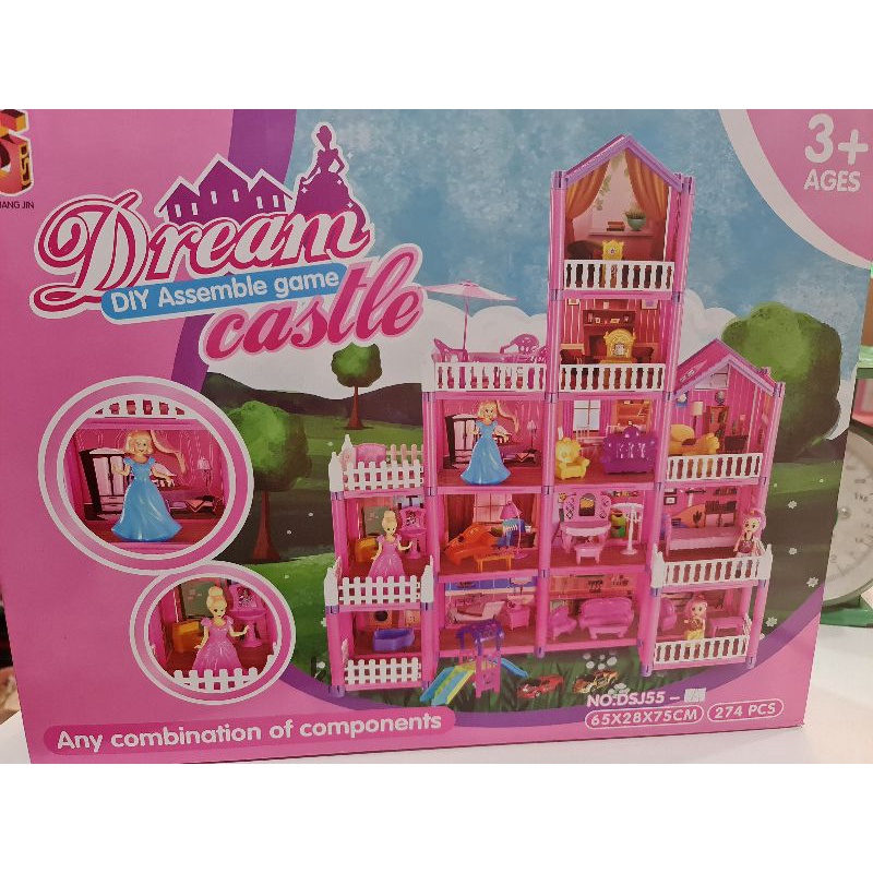 Nhà búp bê lắp ghép siêu to khổng lồ cho bé (274pcs)- 5 tầng 14 phòng, full nội thất