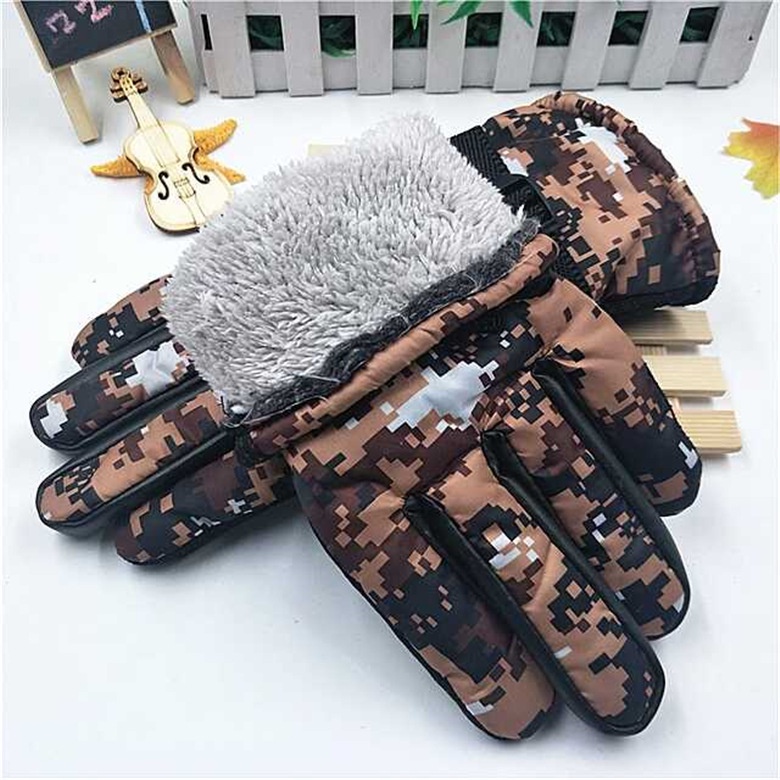 PVN34778 Găng tay nam nữ đi xe máy mùa đông lót lông ấm áp màu rằn ri T2 .