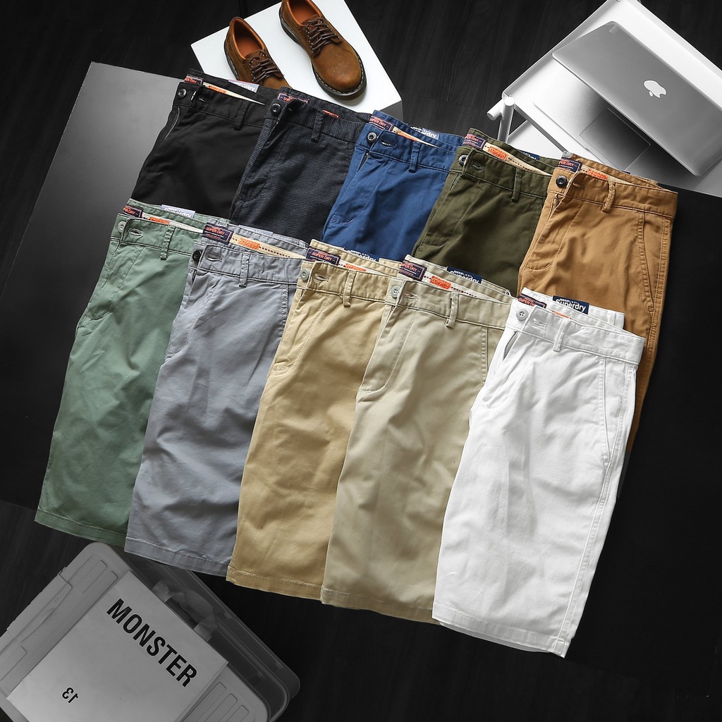 Quần Short Kaki Nam SuperDry chất vải Cao Cấp DV Nhẹ Mát - Hàng Xuất Xịn 6 Màu