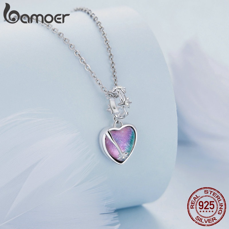 Hạt xỏ BAMOER mạ bạc 925 hình trái tim may mắn