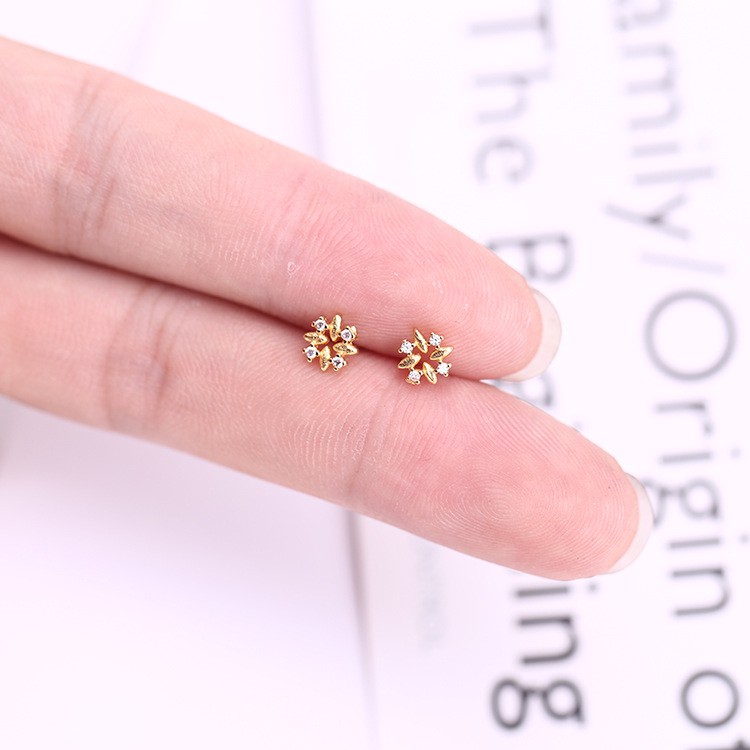 Bông Tai Mạ Vàng / Bạc Đính Đá zircon Tinh Tế Thời Trang Cho Nữ