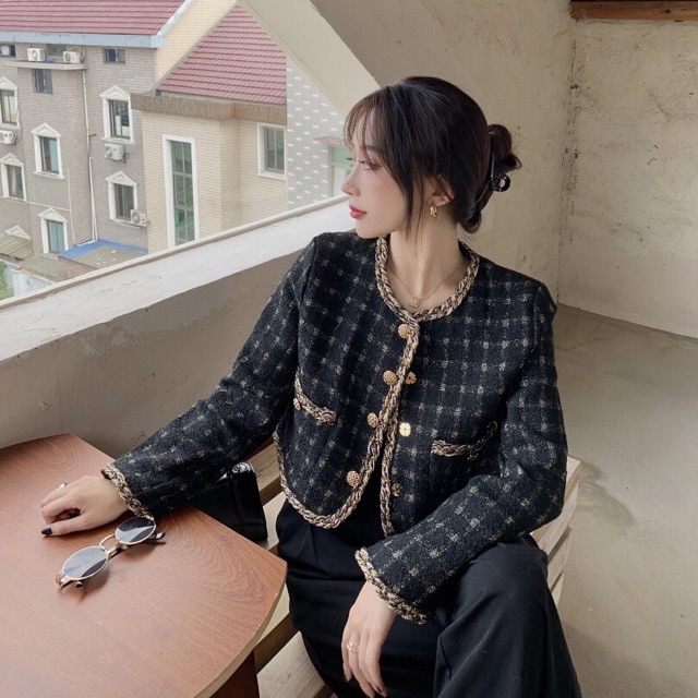 Áo Khoác Dạ Sọc Caro Đính Nút Sang Chảnhhh✨ | BigBuy360 - bigbuy360.vn