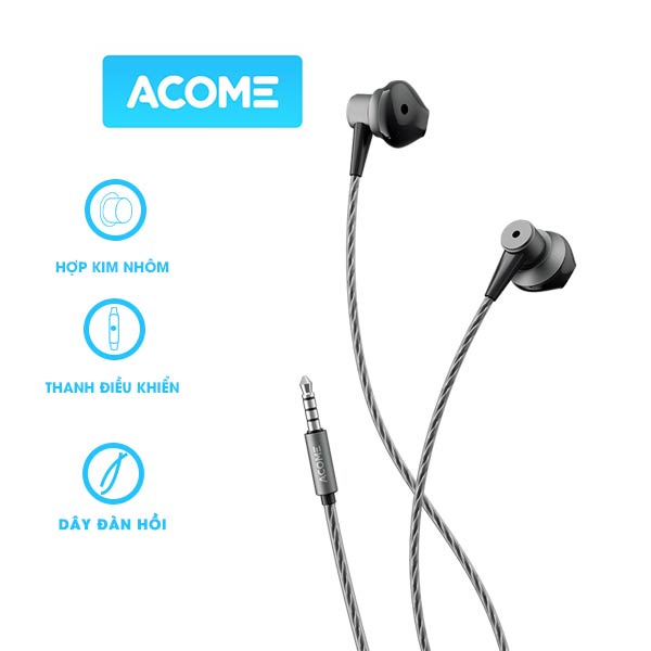 Tai Nghe Nhét Tai ACOME AW08 Tai Nghe Dây Kim Loại Thiết Kế In Ear Âm Thanh Sắc Nét