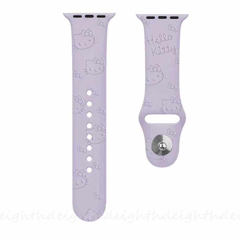 Dây đeo silicon mềm họa tiết mèo hoạt hình cho iwatch dòng 7 6 se 5 4 3 2 1 kích thước 41mm 45mm 44mm 40mm 42mm 38mm