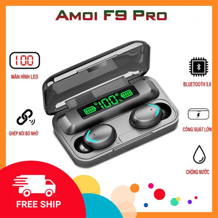 Tai Nghe Bluetooth Amoi F9 Pro, Không Dây, Bản Nâng Cấp, Cảm Biến Vân Tay, Kiêm Sạc Dự Phòng - Cửa Hàng Phụ Kiện Online