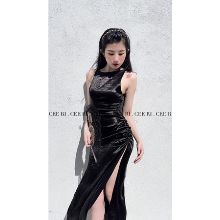 ( ẢNH THẬT - MẪU ĐỘC QUYỀN CEE RI ) Đầm lụa cao cấp xẻ tà 2 bên