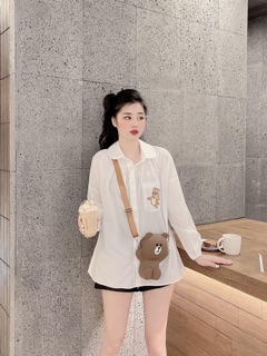 Áo sơmi cổ sen con chuột