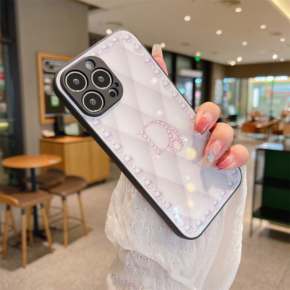 Ốp Điện Thoại Mặt Kính In Họa Tiết Thời Trang Có Tấm Bảo Vệ Ống Kính Cho IPhone 13 12 11 Pro Max XS Max