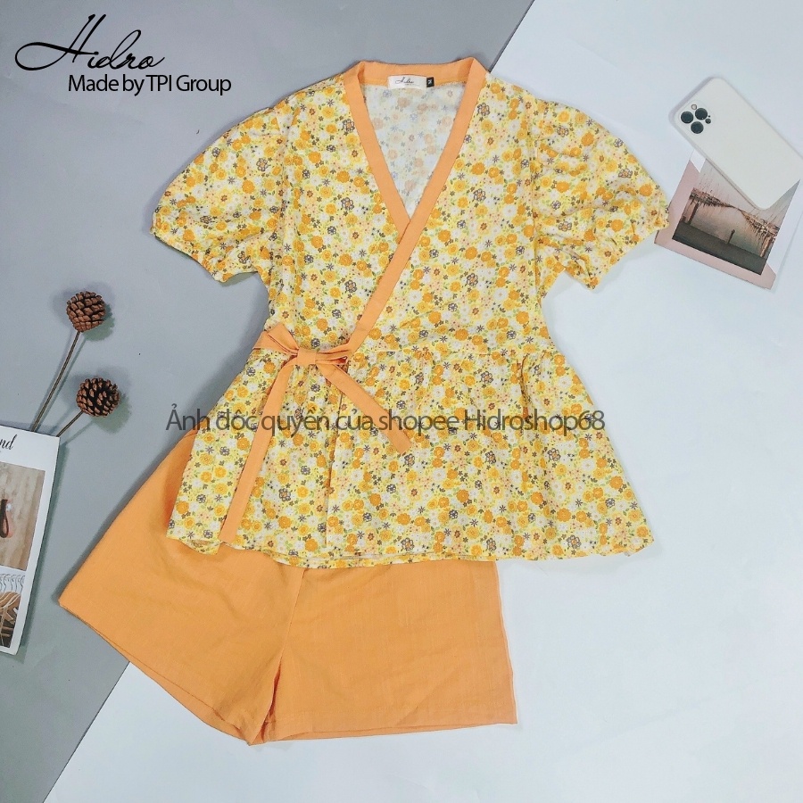 Set Bộ Kimono Hoa Nhí Cộc Tay Phối Quần Sooc Đũi | BigBuy360 - bigbuy360.vn