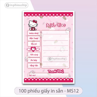Phiếu giao hàng, phiếu ship hàng 100 tờ (Mã số 12)