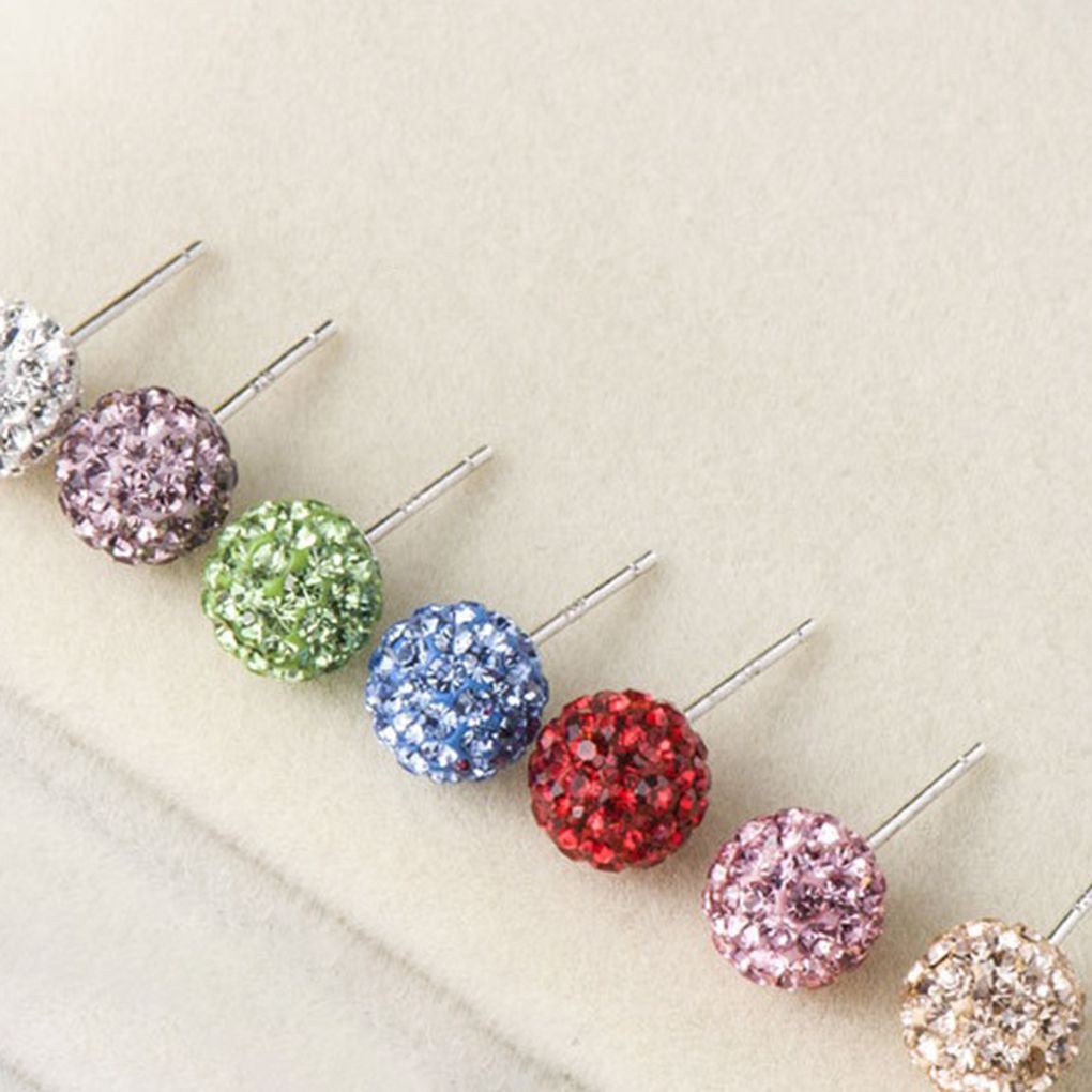 1 Đôi Bông Tai Bạc Hình Học Đính Đá Kiểu Hàn Quốc Cho Nữ