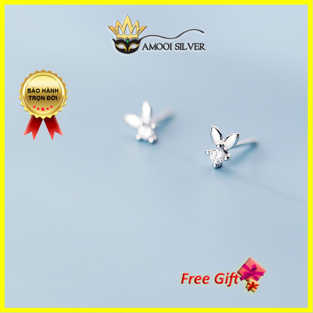 Bông tai bạc S925 đôi thỏ nhí - Amooi Silver AB168
