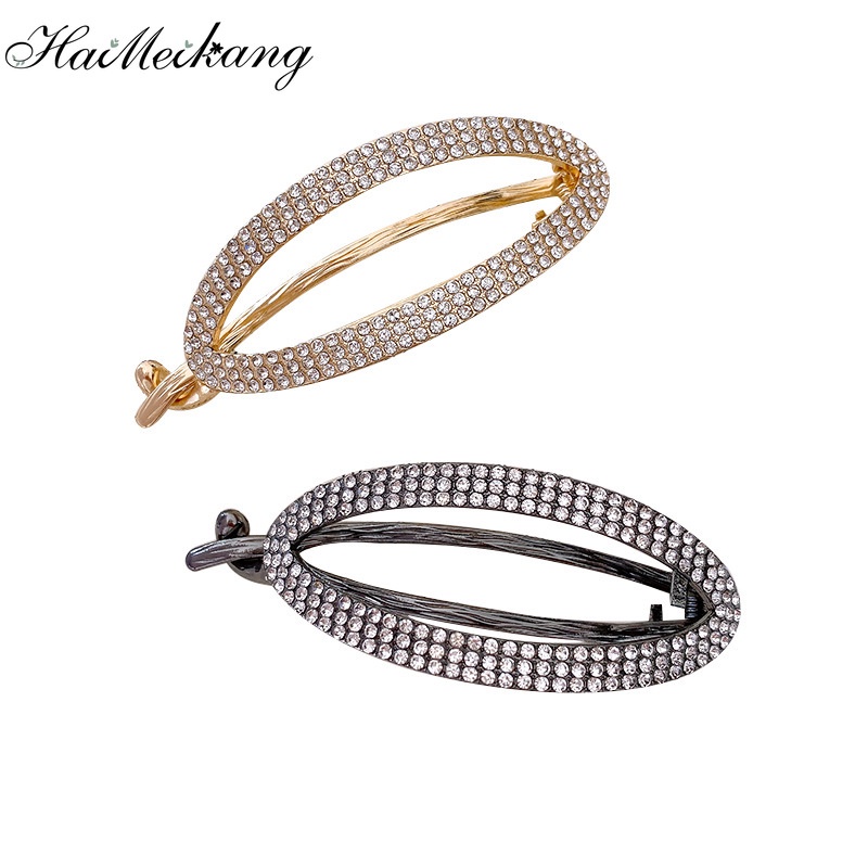 Kẹp tóc HAIMEIKANG hình oval đính kim cương giả thời trang cho nữ
