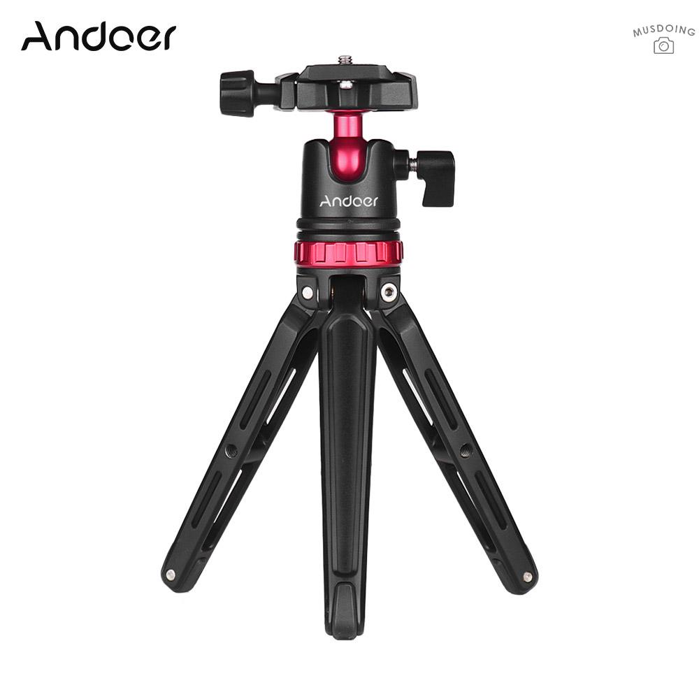 Giá 3 chân Andoer vít 1/4inch đầu bi quay toàn cảnh cho Canon Nikon Sony DSLR DV GoPro Hero 6/5/4/3 Yi Lite 4K iPhone