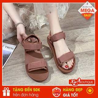 Giày Sandal Nữ Quai Ngang Dán Đế Cao Su Dẻo 2CM Chống Trơn Trượt Đi Chơi, Đi Học SD142/43
