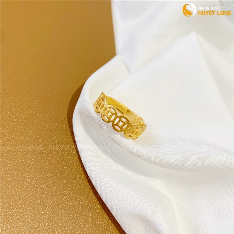 Nhẫn Kim Tiền Tài Lộc Mạ Vàng 18K Cao Cấp mẫu Hot Hàn Quốc, Nhẫn Phong Thủy Mẫu Mới Nhất Không Đen, Thay Đổi Kích Cỡ