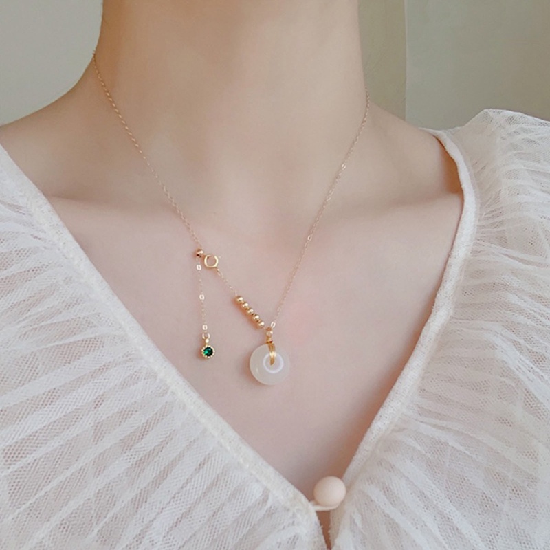 Vòng cổ Mặt Đá Ngọc Bích Tròn Thời Trang Cho Nữ