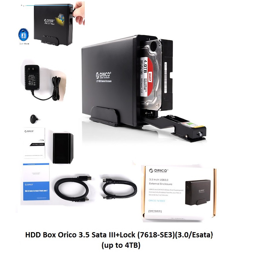 Docking gắn ổ cứng HDD / SSD 3.5 SATA III + Lock 7618 SE 3.0 esata