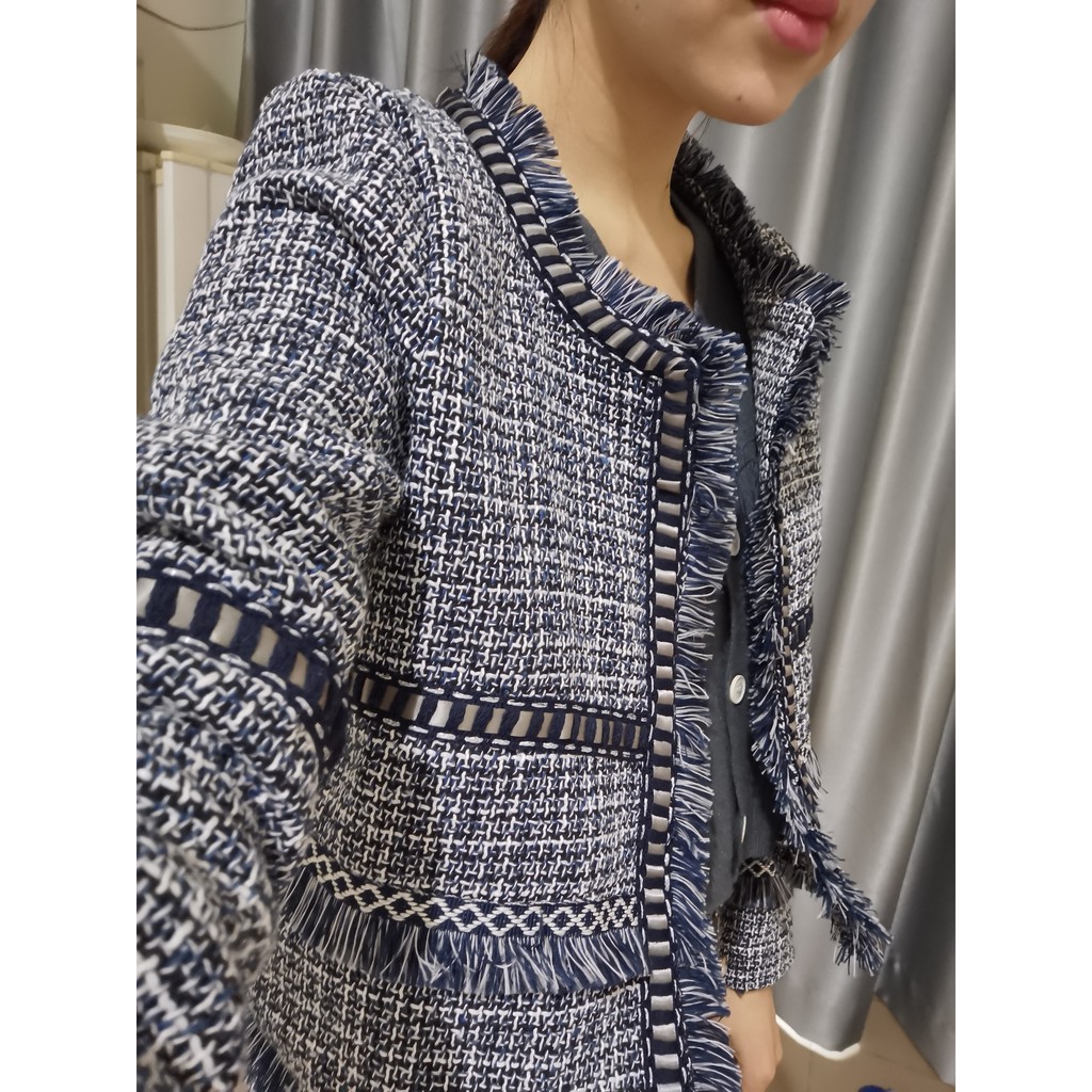 [Hàng order][Có ảnh thật] Áo khoác dạ nữ tweed áo khoác ngắn tua rua A82