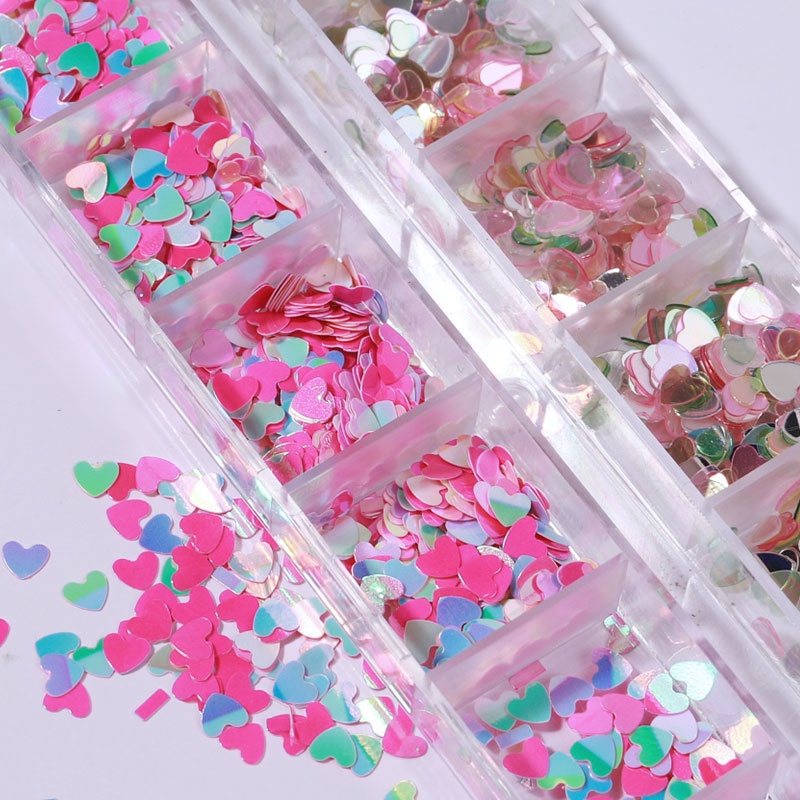 Hộp kim sa Misscheering 12 ngăn tùy chọn kiểu dáng trang trí móng tay nghệ thuật thời trang DIY