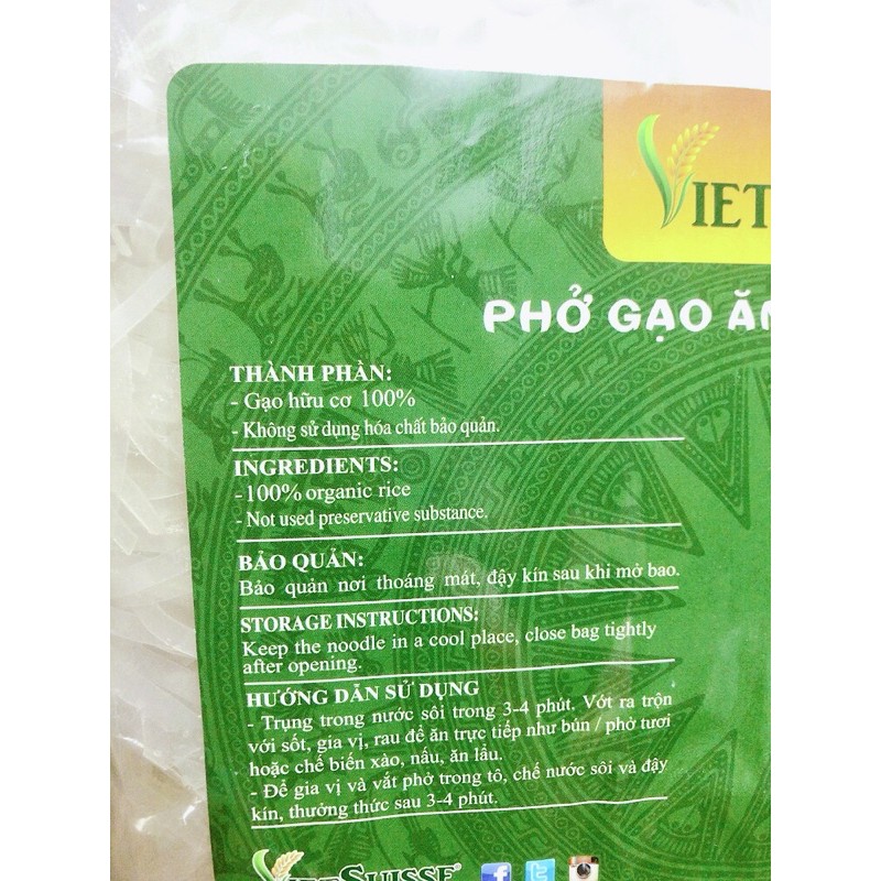 Phở gạo hữu cơ ăn liền Vietsuisse gói nhỏ 60g