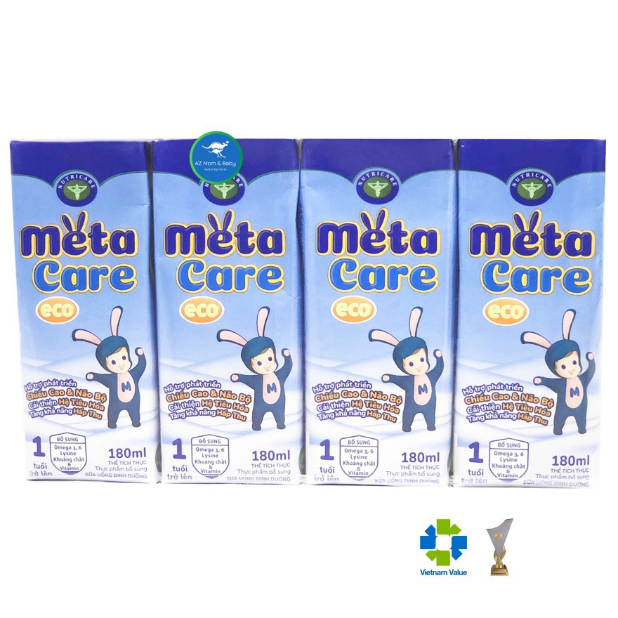 Thùng sữa nước pha sẵn Nutricare Metacare ECO - phát triển não bộ chiều cao tiêu hoá (180ml x 48 hộp)