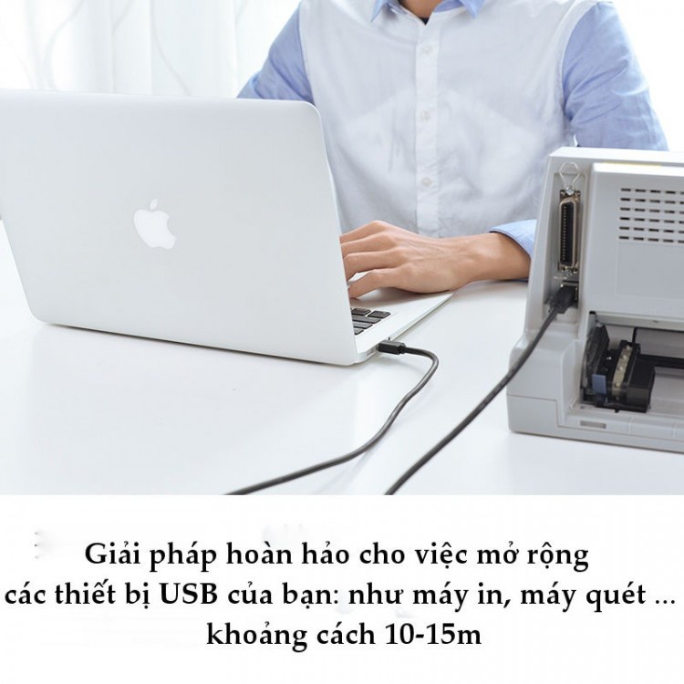 Dây cáp máy in 15M Ugreen US122 UG- 10362 + IC Khuếch đại cao cấp _Hàng chính hãng