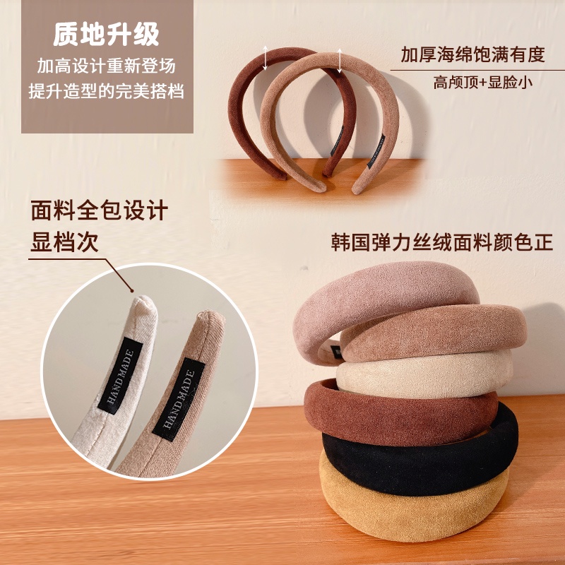 Băng đô cài tóc bản rộng màu trơn đơn giản phong cách Hàn Quốc cổ điển thời trang cho nữ