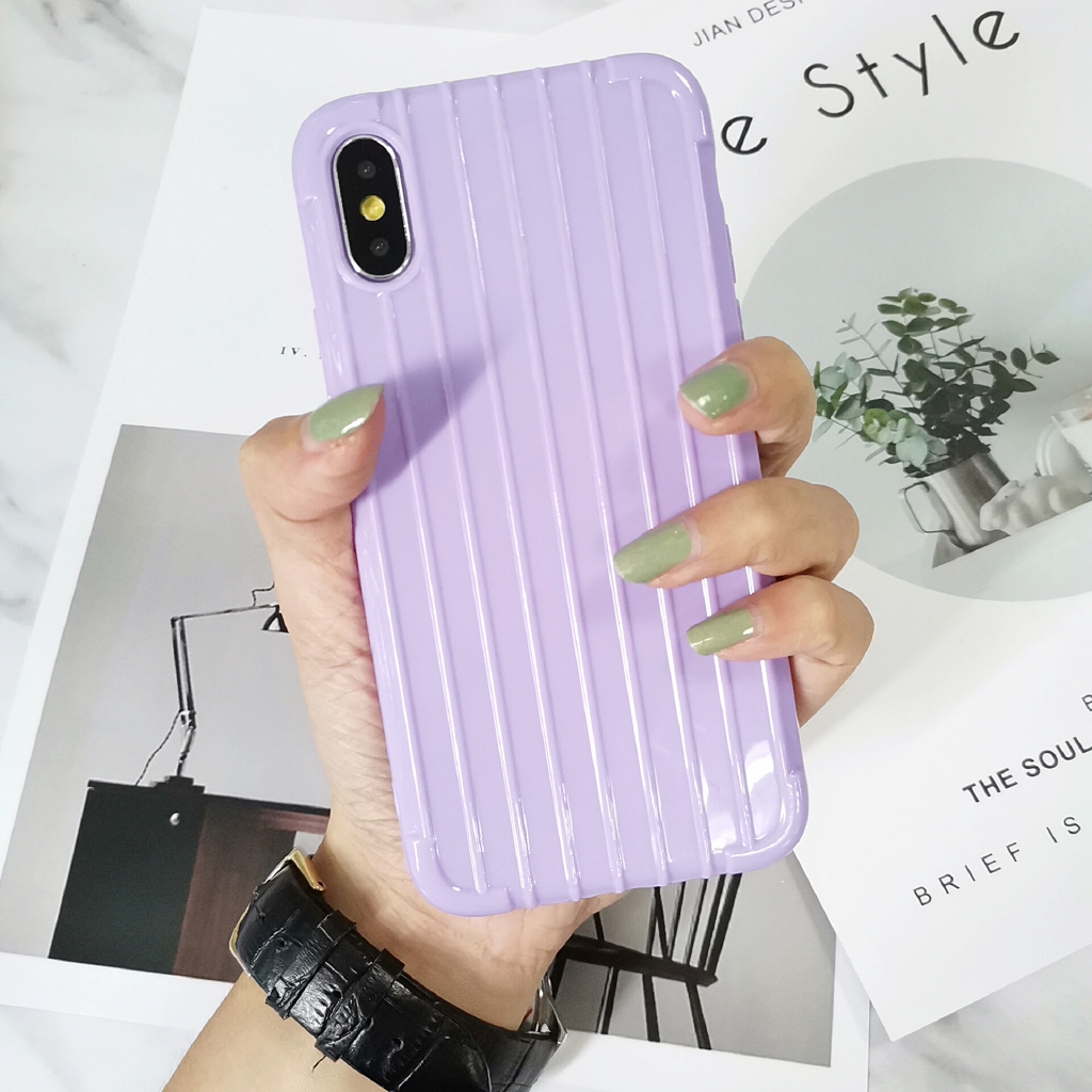 Ốp điện thoại TPU vân kẻ sọc nổi màu trơn thời trang cho iPhone 11 Pro Max 6/6s 6plus/6splus 7/8 7plus/8plus X XS XR Xs | BigBuy360 - bigbuy360.vn